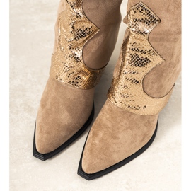 Luciana beige cowboystøvler gylden 1