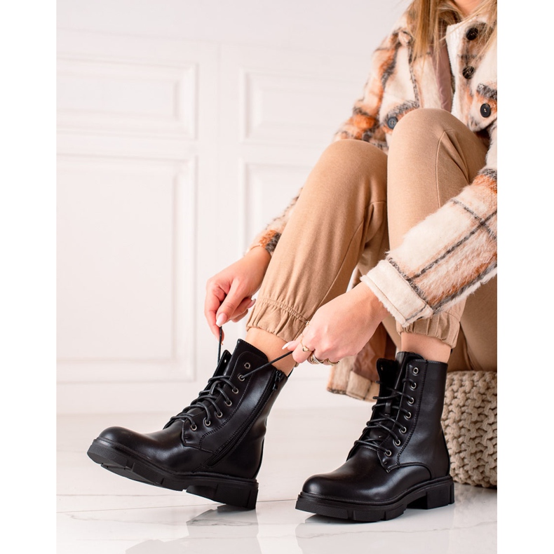 Ideal Shoes Klassiske Workers Trappers sort 1