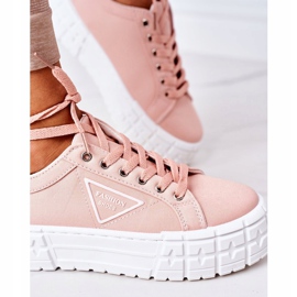 Kvinders lyserøde sneakers på platformen 3