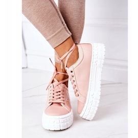 Kvinders lyserøde sneakers på platformen 5