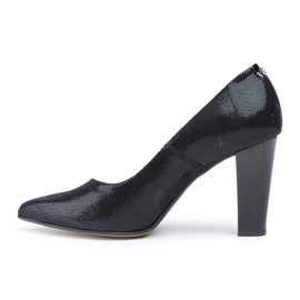 Marco Shoes Sorte pumps lavet af poleret vaskeskind 1
