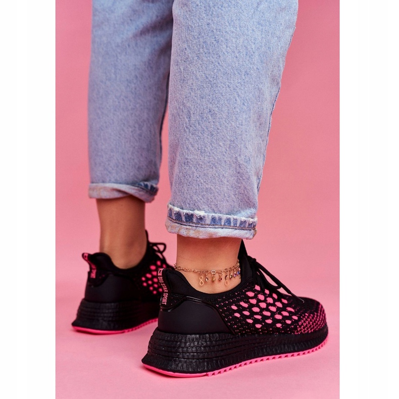 Kvinders sportssko Sneakers Big Star Black Fuchsia FF274964 sort lyserød 4