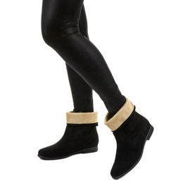 Islevine sorte ruskindslignende slip-on støvler 3