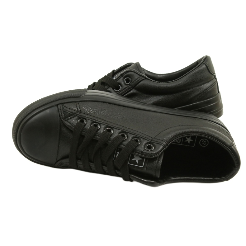 News Sorte sneakers til kvinder lavet af øko-læder 21SP02-1200 7