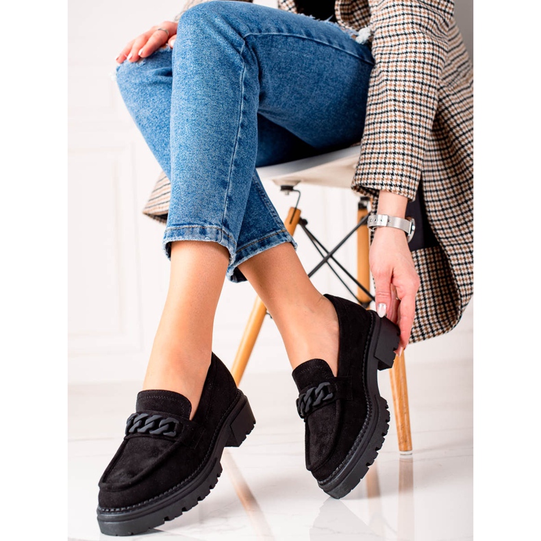 LA.FI Loafers i sort ruskind 1