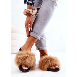 PG2 Camel Naturimo Natural Fur Hjemmesko brun sort 1