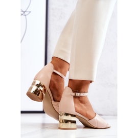 Lewski Shoes Lædersandaler på en stang Lewski 3027 Beige gylden 1