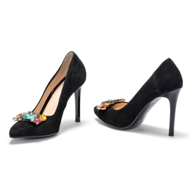 Marco Shoes 1057P sorte nitter med store sten 1