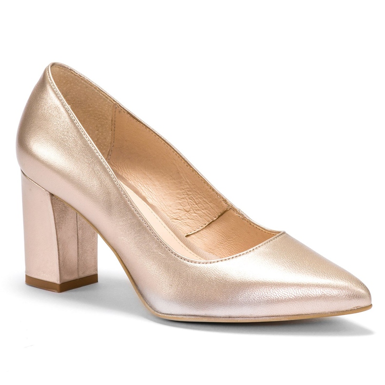 Marco Shoes 1066P platinapumper med en interessant hæl gylden 2