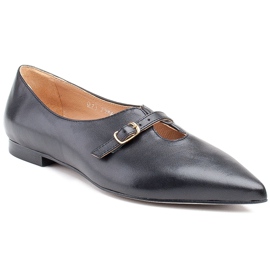 Marco Shoes Slanke sorte ballerinaer til kvinder 1332P med rem 1