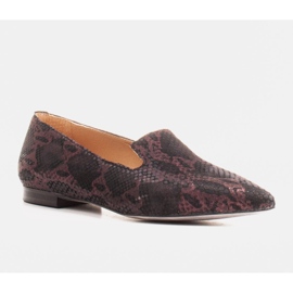 Marco Shoes Lordsy ballerinaer lavet af ruskind i et slangeskindsmønster sort 1