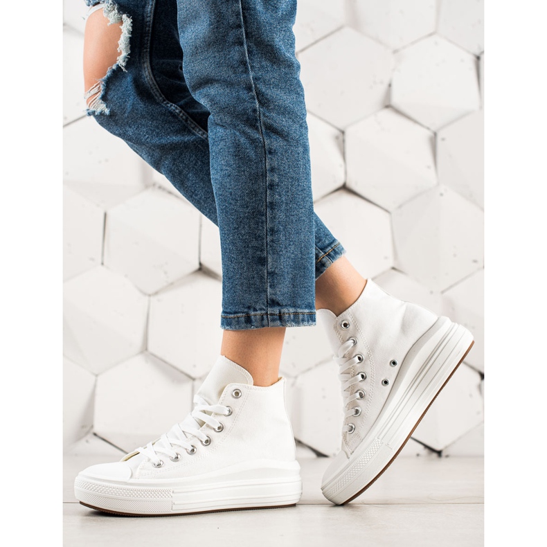 TRENDI Moderigtige sneakers på platformen hvid 1