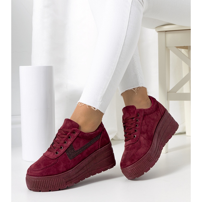 Bourgogne sneakers med høj botanisk sål rød 1
