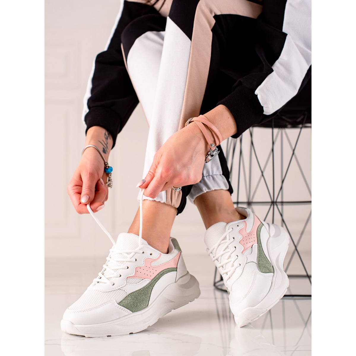 TRENDI Casual sneakers grøn - KeeShoes