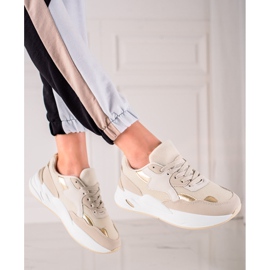 TRENDI Sneakers med mesh beige gylden 1