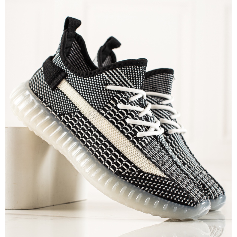 TRENDI Komfortable herresneakers hvid sort 1