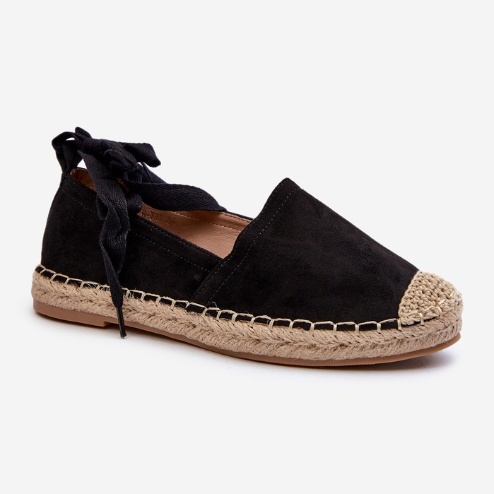 Ismanne sort ruskind espadrilles bundet 1