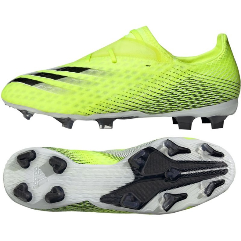 Adidas X Ghosted.2 Fg M FW6958 fodboldstøvler hvid, gul-grøn neon grøn 1