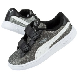 Puma Smash V2 Glitz Glam Jr 367380 04 sort sølv 1