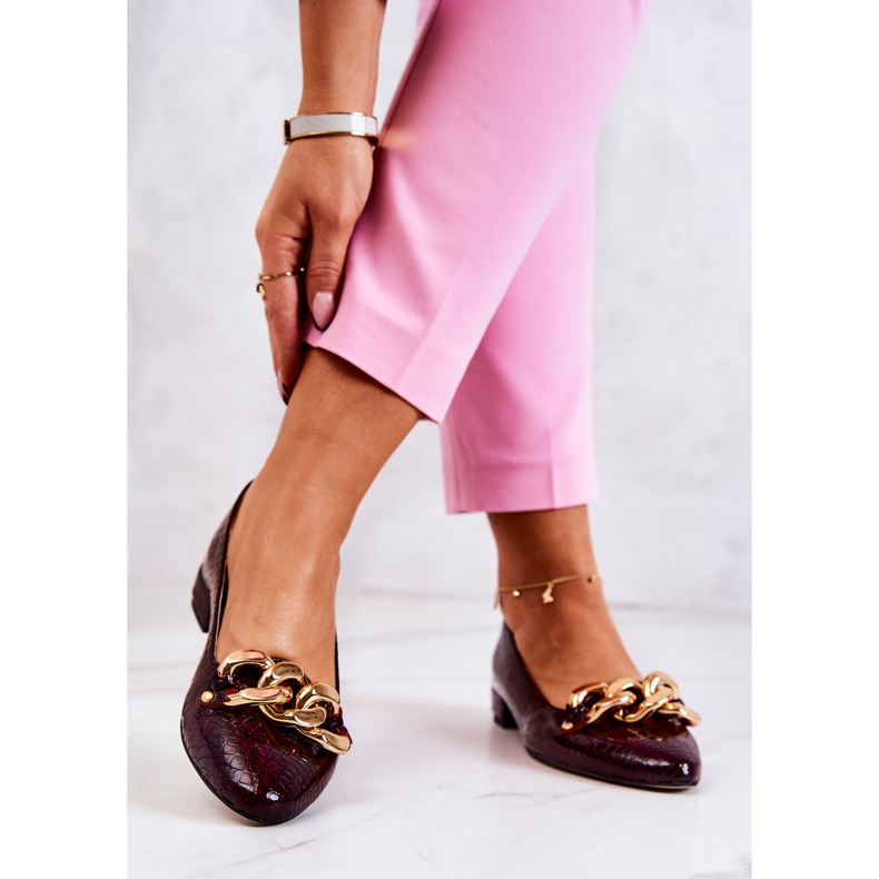 Læderlakeret Snake Pumps Burgundy Elissabeth rød 2