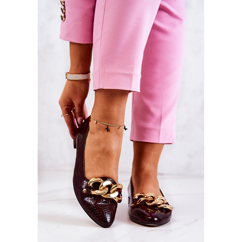 Læderlakeret Snake Pumps Burgundy Elissabeth rød 1