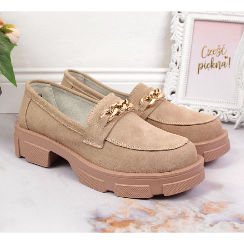 Lædersko med kæde Filippo W PAW252B beige 2