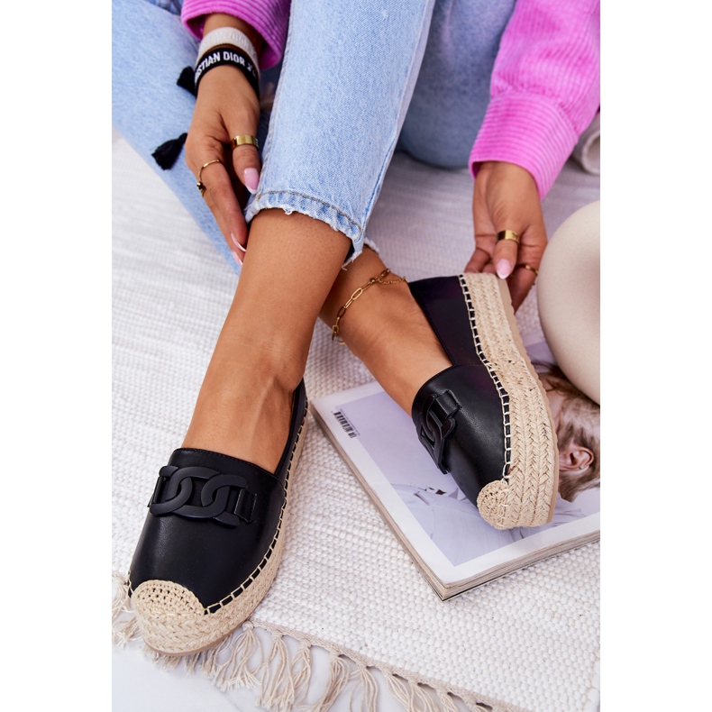 FB2 Klassiske Espadriller På Sort Julianne Platform 1