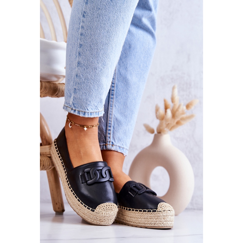 FB2 Klassiske Espadriller På Sort Julianne Platform 2