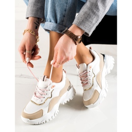 TRENDI Mode sneakers beige hvid 1