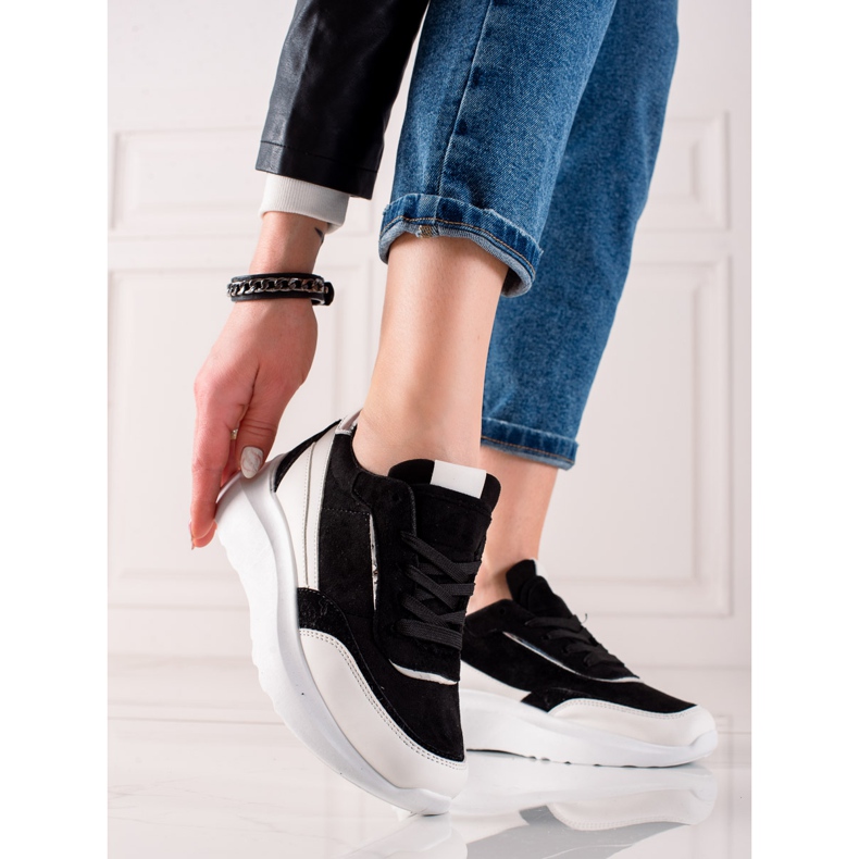 TRENDI Moderigtige SORT OG HVID Sneakers sølv 2