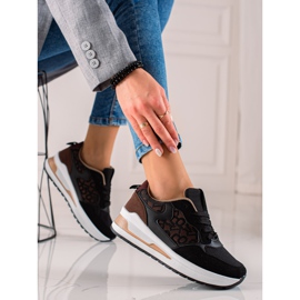 TRENDI Stilfulde sneakers på platformen brun sort 2
