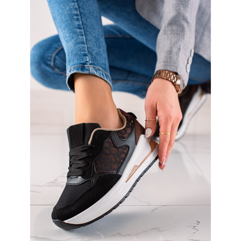 TRENDI Stilfulde sneakers på platformen brun sort 1
