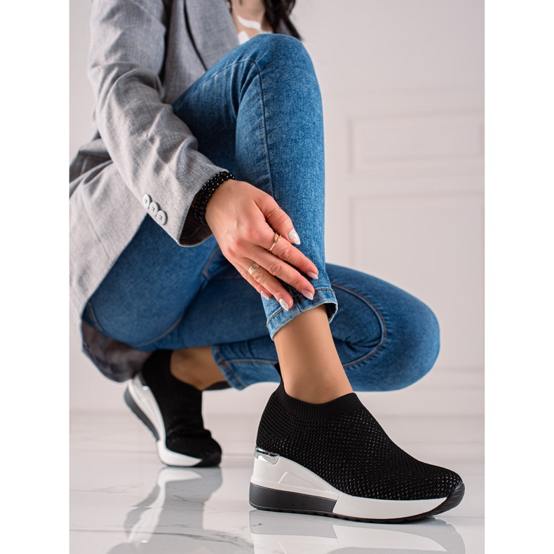TRENDI Stilfulde wedge sneakers sort 2