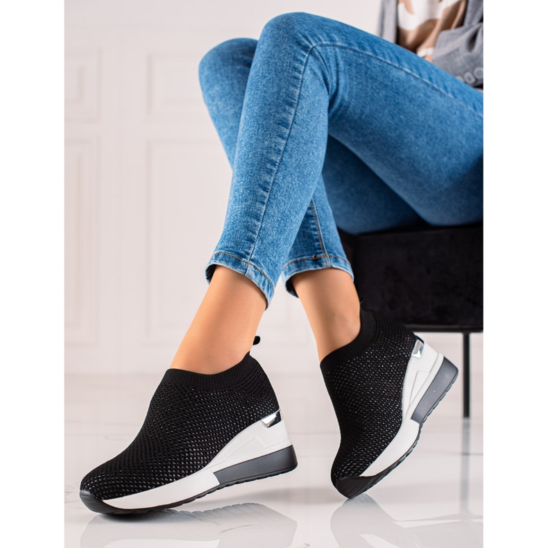 TRENDI Stilfulde wedge sneakers sort 1