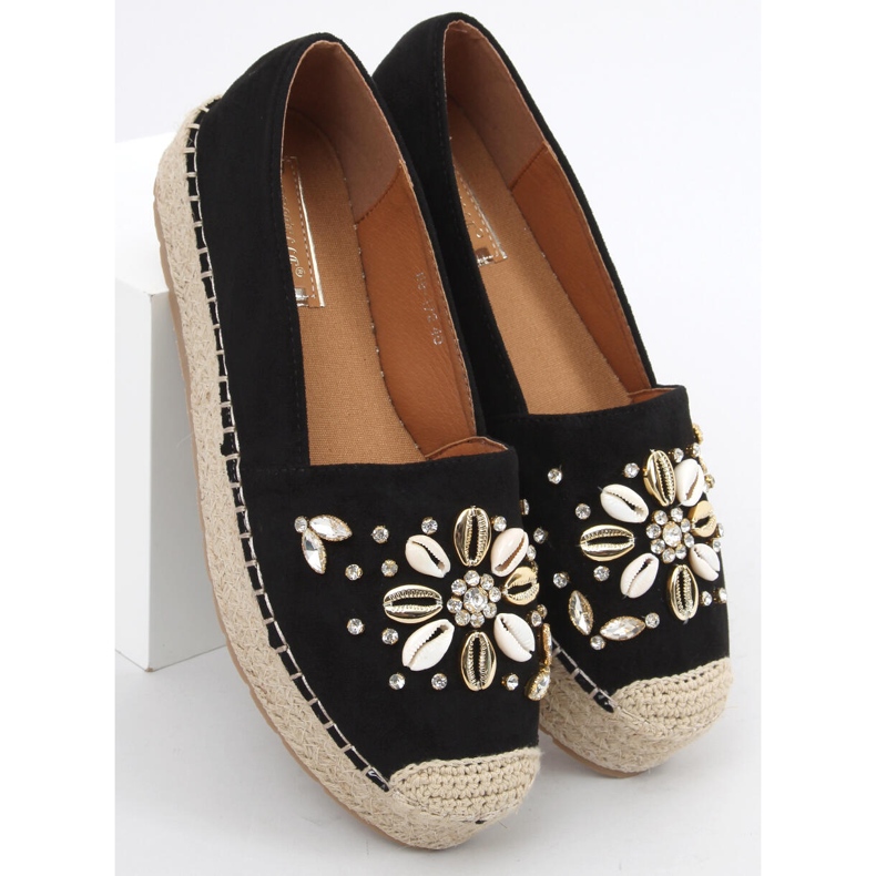 Manami Black shell espadriller sort 1