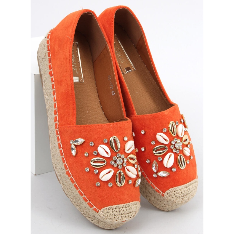 Manami Orange espadriller med muslingeskaller 1