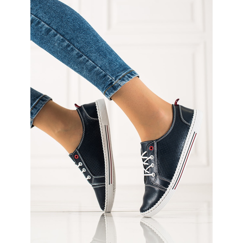 Goodin Openwork læder sneakers blå 1