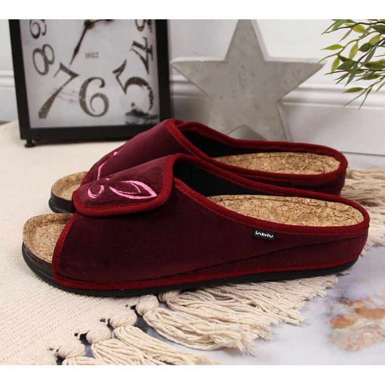 Inblu W BEF33 bordeaux velcro hjemmetøfler rød flerfarvet 2