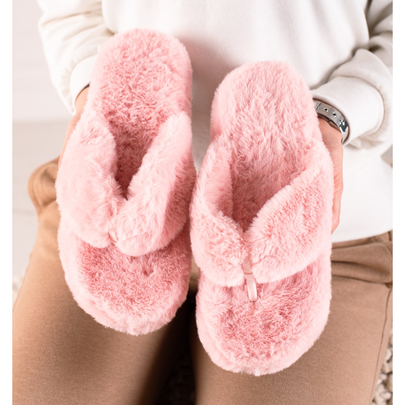 TRENDI Pelsflip-flops lyserød 1