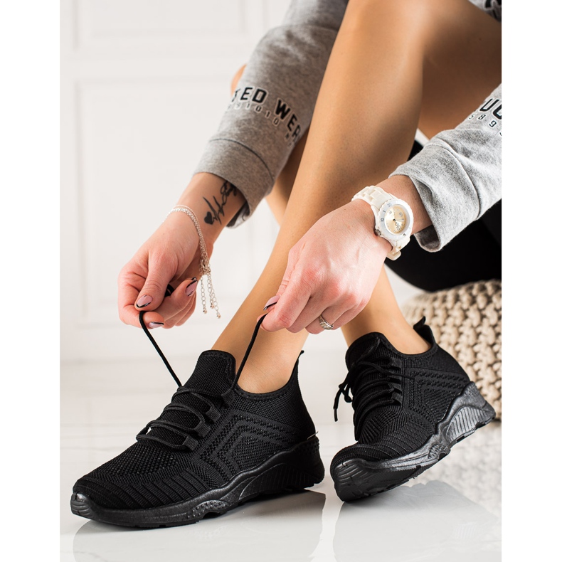 SUPER COOL Moderigtige tekstilsneakers sort 1