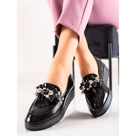 W. Potocki Slip-on sko med perler sort 2