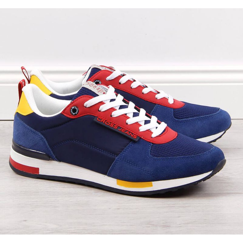 Cross Jeans M JJ1R4008C sportssko i læder rød marineblå 1
