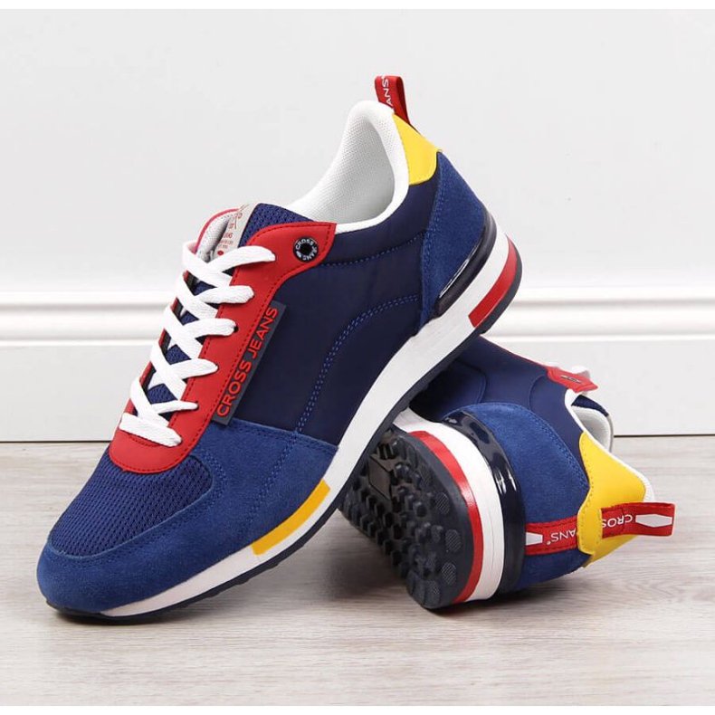 Cross Jeans M JJ1R4008C sportssko i læder rød marineblå 2