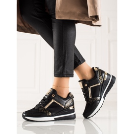 TRENDI Stilfulde wedge sneakers sort gylden 1
