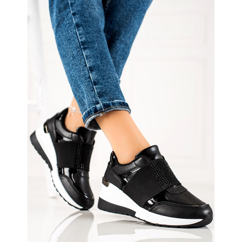 Weide Slip-on sneakers med krystaller sort 2
