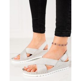 Ruskindssandaler med velcro VINCEZA grå 1