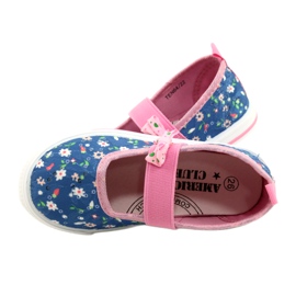 American Club Pigers ballerinas sneakers med en bue i blomster blå 4