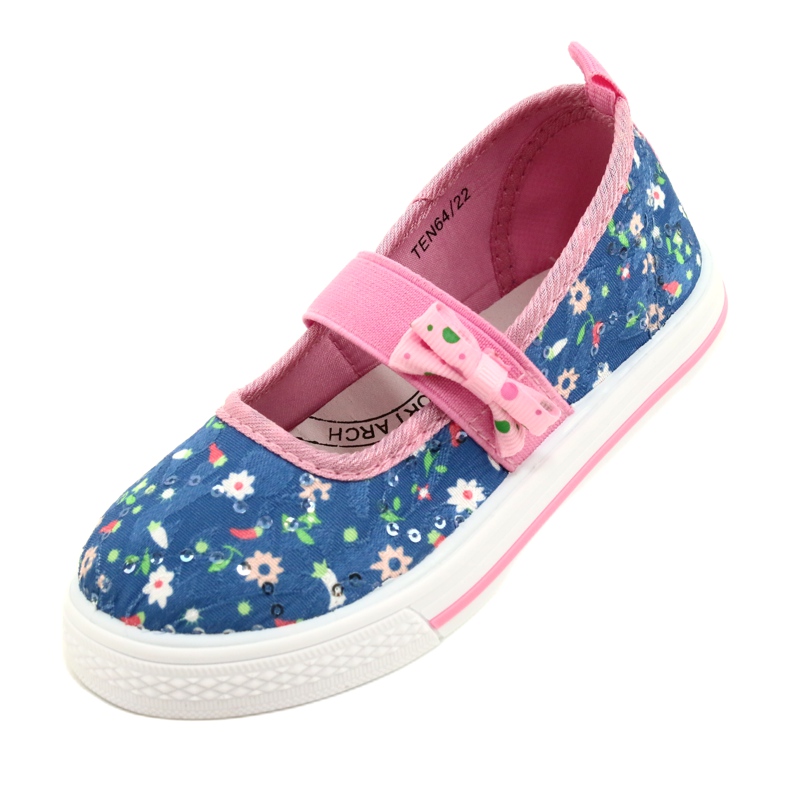American Club Pigers ballerinas sneakers med en bue i blomster blå 3