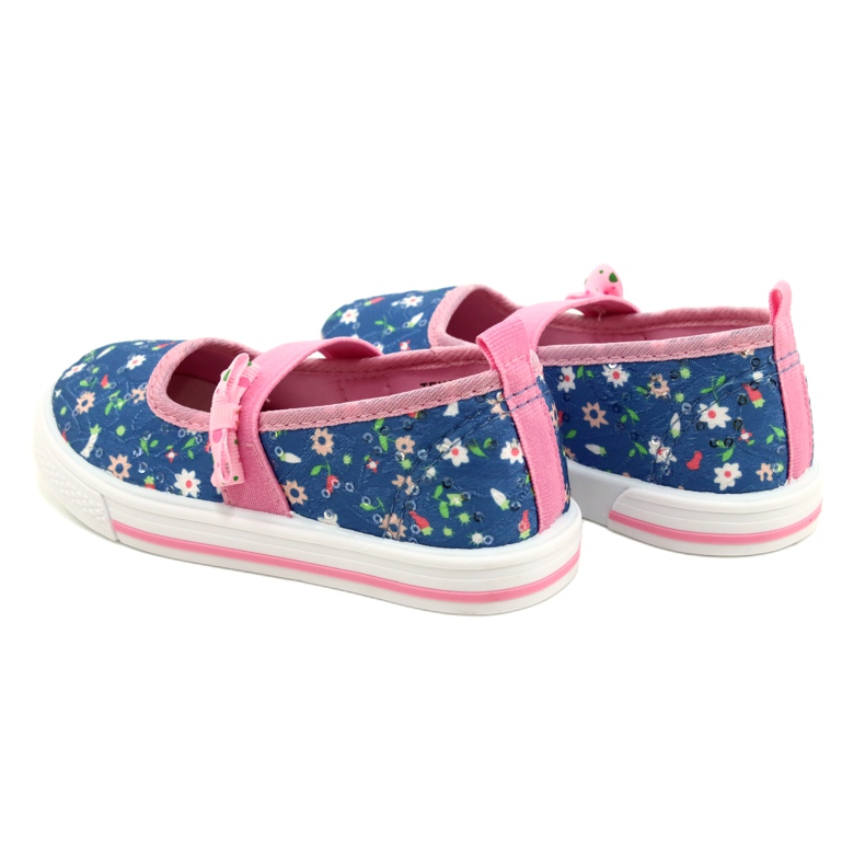 American Club Pigers ballerinas sneakers med en bue i blomster blå 5