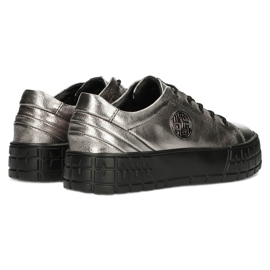 Filippo Stilfulde DP3528 / 22 GN Gun Metal Læder Sneakers brun sølv 3